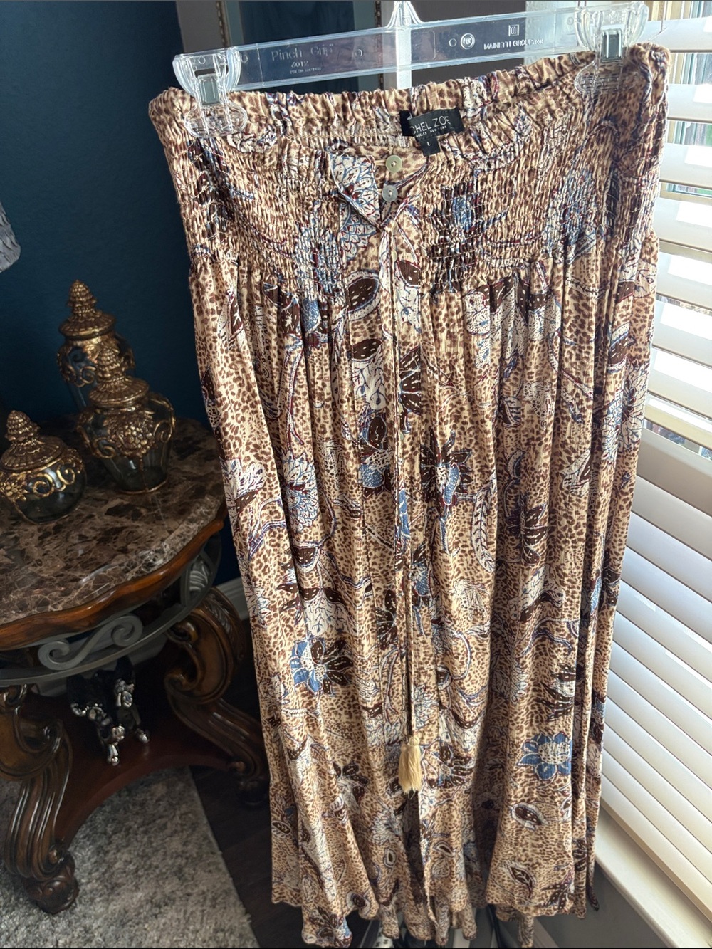 Boho Floral Brown Maxi Skirt